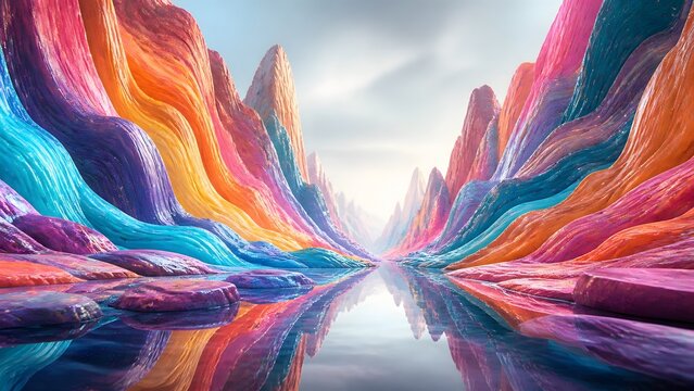 Surreal colorful abstract landscape scenery elegantly composed