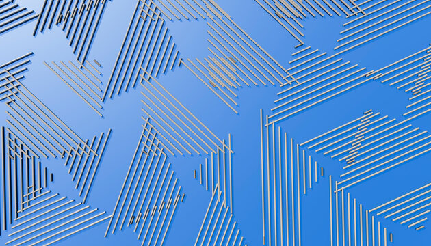 Abstract geometric pattern of parallel rods on blue background