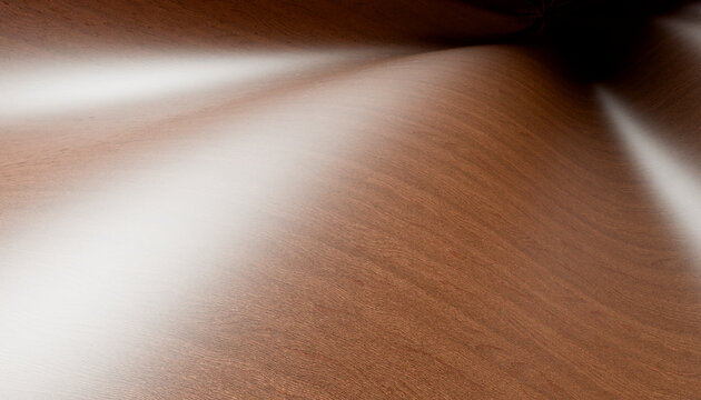 Polished wooden surface with natural wood grain and light reflections