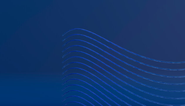 Blue background with flowing wavy lines minimalist abstract design