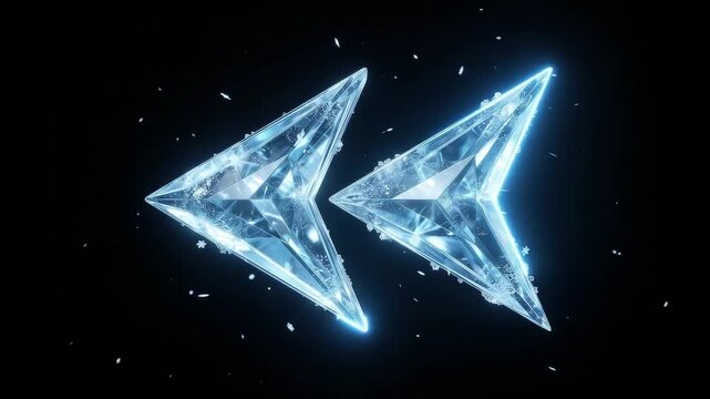 Crystal Rewind Symbol, Ice Arrows, Backward Motion, Winter, Technology, Digital Art