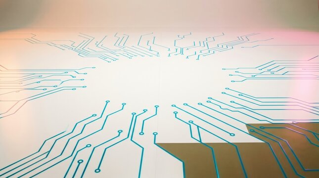 Circuit lines on pale background