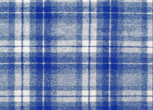 Blue and White Plaid Wool Fabric Texture, Winter Background