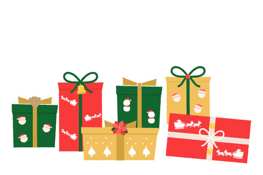 クリスマス柄のラッピングをしたプレゼントボックス
