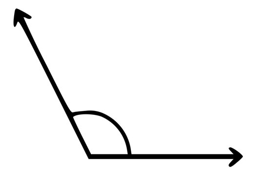 This image presents the precise geometry from your original image as a detailed technical print. The obtuse angle is central, maintaining the exact form and orientation of the two rays, arrowheads, an