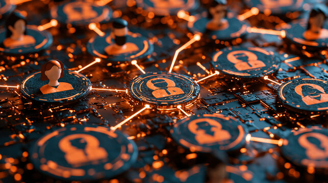 Personalized customer journey concept, one glowing digital pathway branching into multiple personalized experiences, abstract user profiles and recommendation signals, AI-powered customer experience,