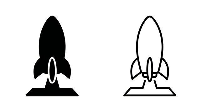 Simple rocket launch icon set with two styles