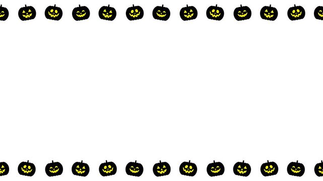 Black Halloween Jack O Lantern Pumpkin Silhouette Frame Border Loop on Transparent Background with Alpha Channel