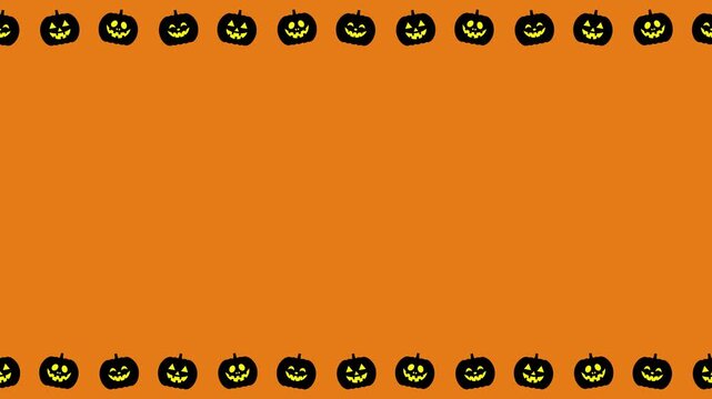 Black Jack O Lantern Pumpkin Frame Border Loop on Orange Halloween Background