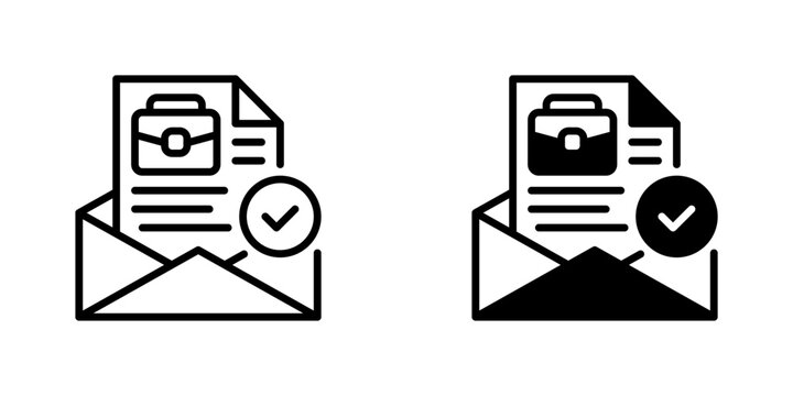 Job Offer Letter Line Icon, Outline Symbol for Employment Proposal, Contract Invitation, Position Acceptance, Hiring Agreement, and Candidate Welcome. Vector Sign Icon.