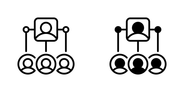 Organizational Chart Line Icon, Outline Symbol for Corporate Structure, Hierarchy Planning, Team Mapping, Management Layout, and Department Grouping. Vector Sign Icon.