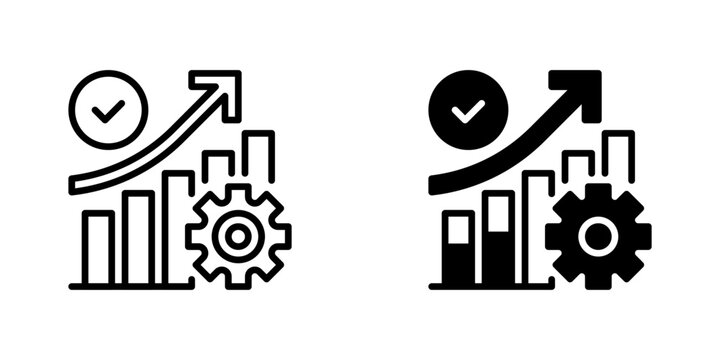 Productivity Graph Line Icon, Outline Symbol for Performance Tracking, Output Measurement, Efficiency Analysis, Growth Chart, and Work Progress. Vector Sign Icon.