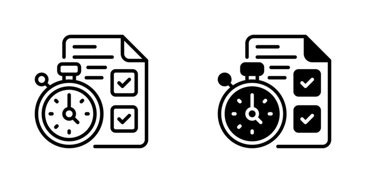 Time Tracking Line Icon, Outline Symbol for Work Hour Logging, Schedule Management, Attendance Monitoring, Deadline Control, and Shift Recording. Vector Sign Icon.