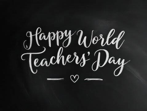 Happy world teachers day elegant cursive text design