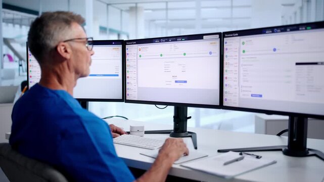 Medical Billing Manager Reviewing Insurance Claims Data
