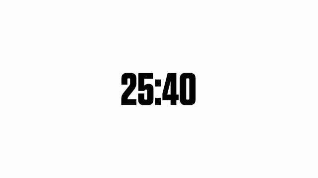 28 minute countdown timer in 1 minute animation with alpha channel