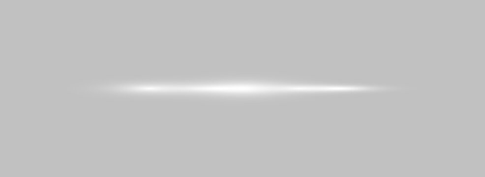 A horizontal white light flare with a soft glowing effect appears against a dark black background. The illumination stretches evenly from the center outward with gradual fading edges.