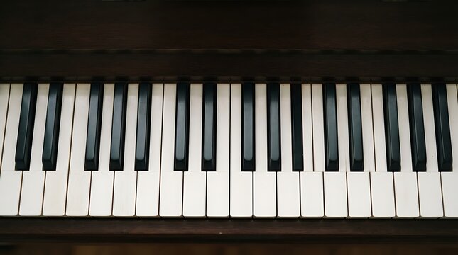 Close up of black and white piano keyboard keys.