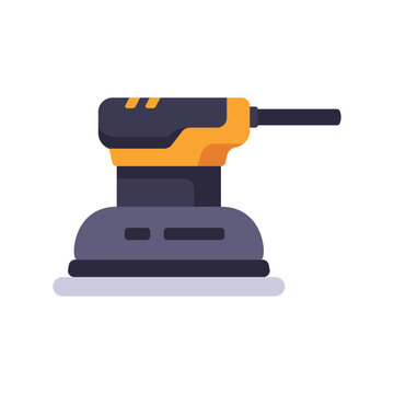 Orbital sander icon with sanding pad and grip, flat illustration