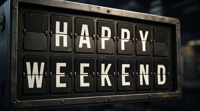 Happy Weekend Flipboard Sign - Retro Style Message Board for Relaxation and Fun