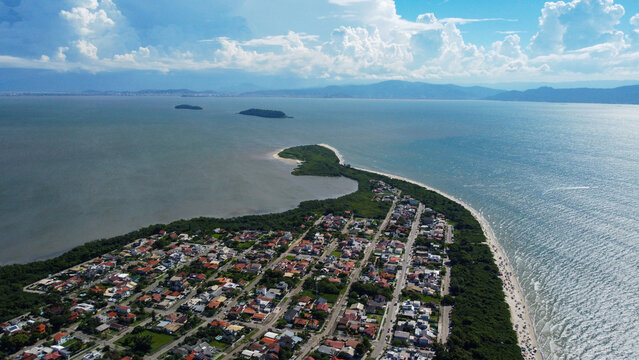 Daniela beach florianopolis brazil aerial landscape view