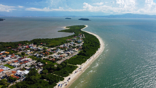 Daniela beach florianopolis brazil aerial view