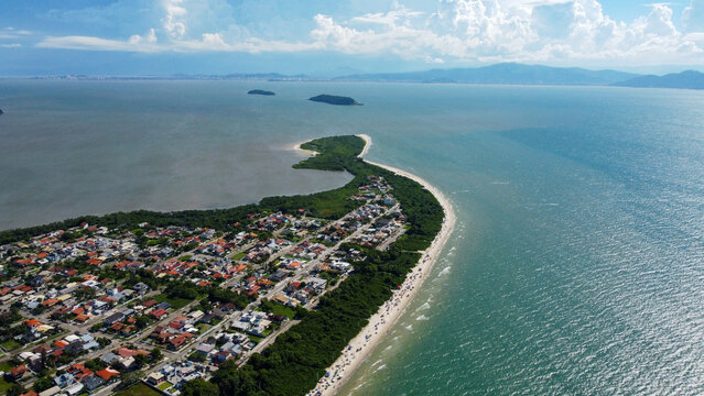 Daniela beach florianopolis brazil aerial view coastline