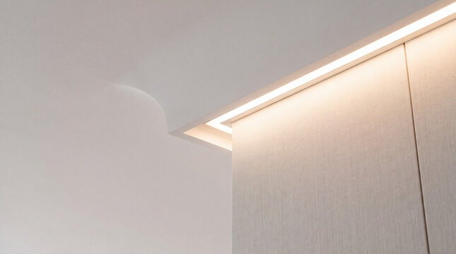 Modern interior design showcasing minimalist architecture with integrated led lighting and soft glow