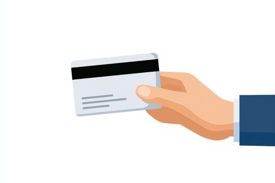 Hand holds credit card with a clean, modern look