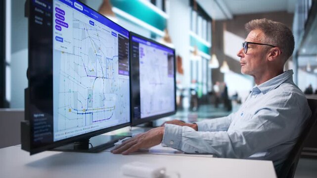 Telecom Engineer Carefully Plans Fiber Network Routes