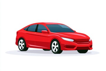 Fototapeta premium Red sedan gleams with modern design