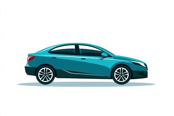 Fototapeta premium Teal sedan shown in clean photo style
