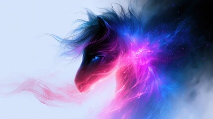Obraz premium Abstract Colorful Horse Head with Vibrant Nebula Colors