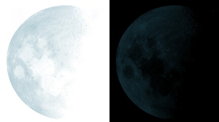 Full moon celestial illustration set, detailed lunar surface textures on white and black backgrounds, astronomical moon phases for science design © Abul Kalam