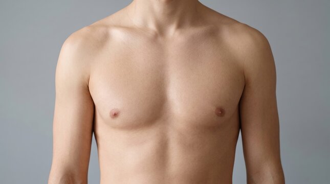 Front view of smooth chest and torso of fit young man