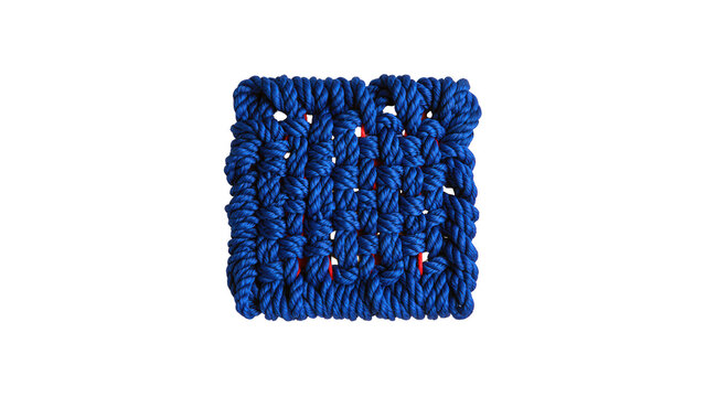 Blue knitted square textile with pattern isolated transparent man made on transparent background