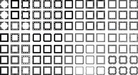 Fototapeta premium Large set of various square frames and decorative borders for photos, invitations, and graphic design projects