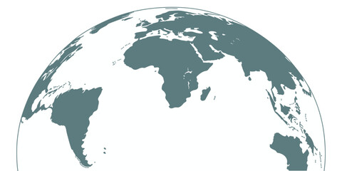 Obraz premium Curved world map silhouette featuring half globe of blue planet Earth for worldwide business, geography, global communication, navigation, and infographic design