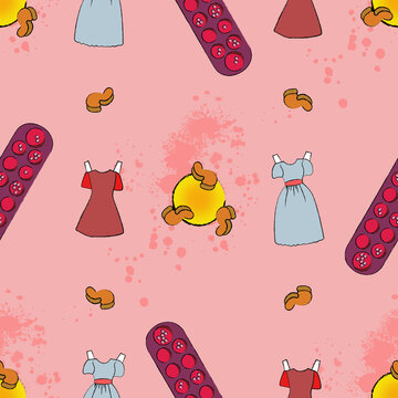 90's girls games seamless pattern