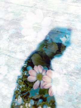 double exposure of silhouette with flowers