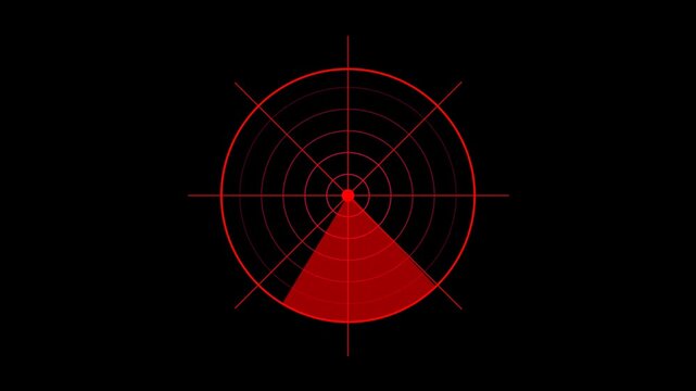 Radar Scanning Animation with Rotating Detection Sweep and Target Tracking