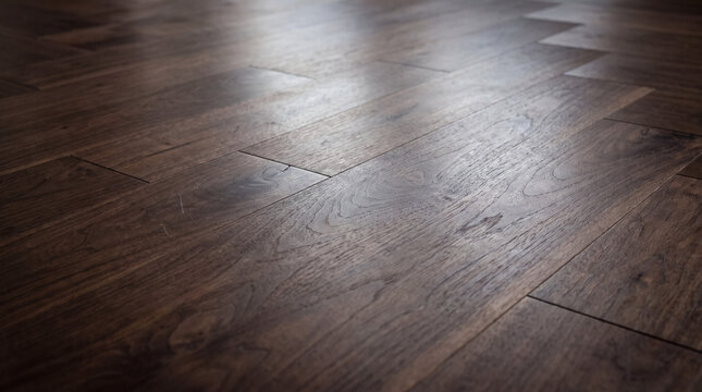 Dark hardwood flooring planks featuring natural wood grain texture and a subtle sheen, creating an inviting background
