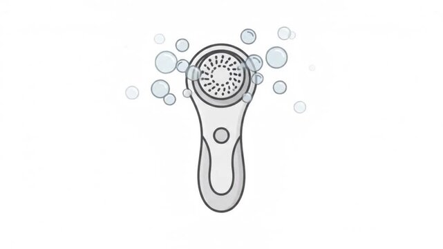 Electric Facial Cleansing Brush Animated Vector Icon for Skincare
