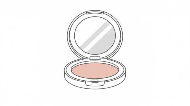 Cosmetic Powder Compact Animated Vector Icon for Makeup