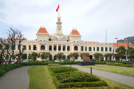 SAIGON, VIETNAM - DECEMBER 19, 2015: The facade of the City Council building in Ho Chi Minh City