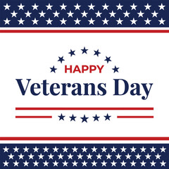 Obraz premium Happy veterans day greeting card design with patriotic american flag colors and white background space