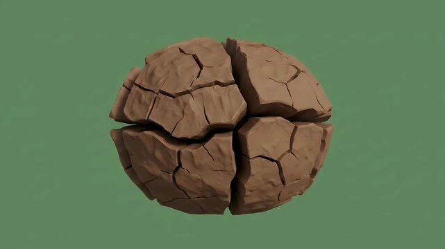 Cracked Earth Sphere Rotating 3D Animation Loop