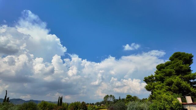 Timelapse of blue sky with clouds forming