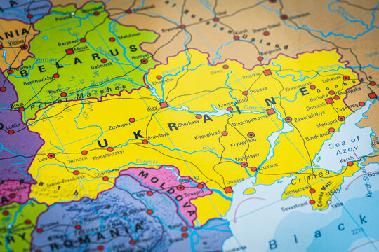 Political map of Ukraine and the surrounding countries