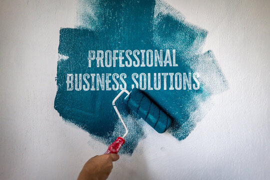 PROFESSIONAL BUSINESS SOLUTIONS Message Painted on a Textured Wall